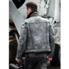 	Dustin Grey Black Shearling Fur Trucker Jacket