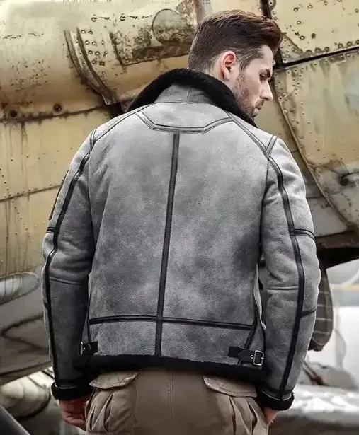 Eric Grey Black Triple Belted Cuffs Shearling Jacket Eric Grey Black Triple Belted Cuffs Shearling Jacket