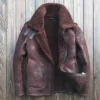  	Aaron Burgundy SF Bomber Shearling Jacket