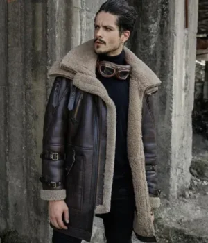  	Jordan Double Collar Heavy Weight Shearling Coat