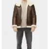  	Danielle Aviator Brown Sheepskin Shearling Jacket