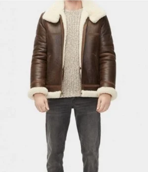  	Danielle Aviator Brown Sheepskin Shearling Jacket