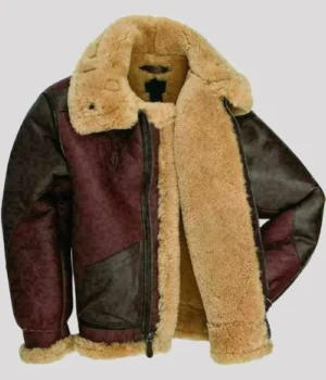  	Collins Burgundy Black SF Bomber Real Leather Jacket