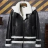  	Raymond-SF Bomber Hooded Shearling Leather Jacket