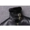  	Raymond-SF Bomber Hooded Shearling Leather Jacket