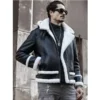  	Raymond-SF Bomber Hooded Shearling Leather Jacket