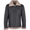  	Nathan Shearling Fur Black Leather Jacket