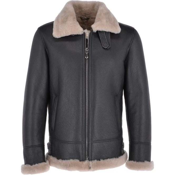 Nathan Shearling Fur Black Leather Jacket Nathan Shearling Fur Black Leather Jacket