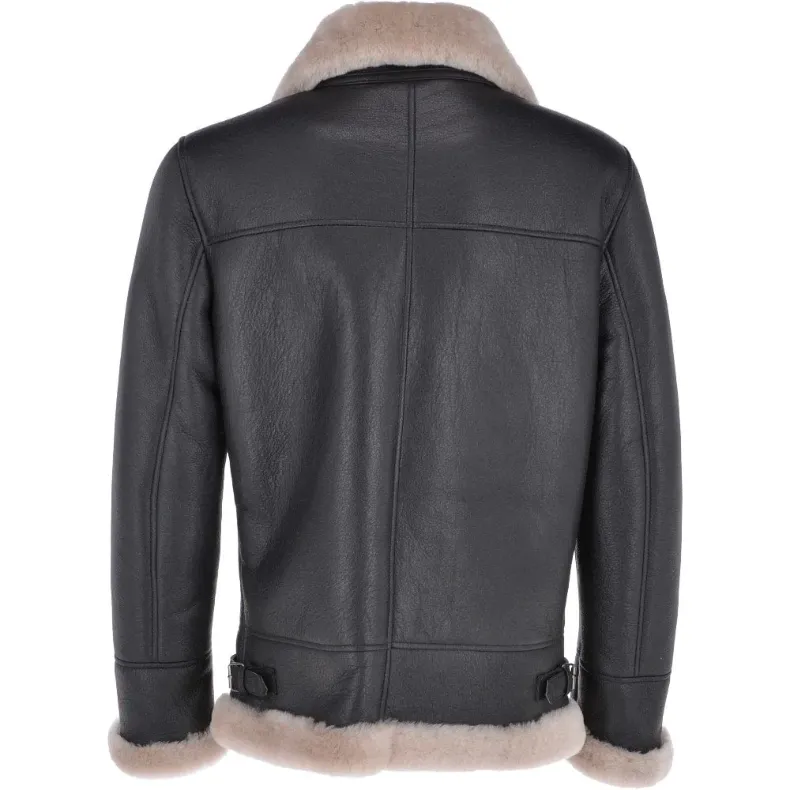 Nathan Shearling Fur Black Leather Jacket Nathan Shearling Fur Black Leather Jacket