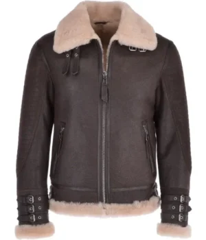  	David Brown Flying Shearling Leather Jacket