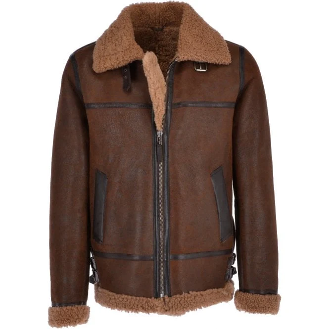 Peterson Aviator SF Bomber Brown Sheepskin Jacket Peterson Aviator SF Bomber Brown Sheepskin Jacket