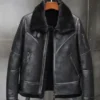  	Nicholas-SF Shearling Aviator Black Leather Jacket
