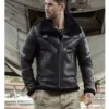  	Nicholas-SF Shearling Aviator Black Leather Jacket