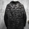  	Charles Black Camo Lapel Shearling Leather Coat