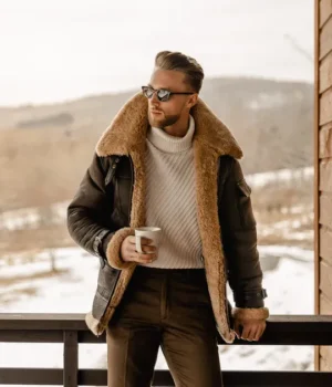  	Matthew Belted Cuffs Shearling Leather Jacket