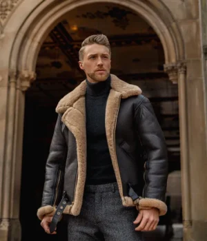  	Jenking B3 Bomber Heavy Shearling Leather Jacket