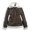  	John Triple Belted Cuffs Shearling Leather Jacket