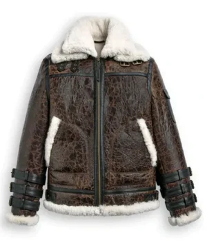  	John Triple Belted Cuffs Shearling Leather Jacket