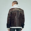  	John Triple Belted Cuffs Shearling Leather Jacket