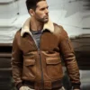  	Nelson 13th Squadron Brown Leather G-1 Bomber Jacket
