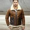  	Adam-B3 Brown Shearling Fur Leather Jacket