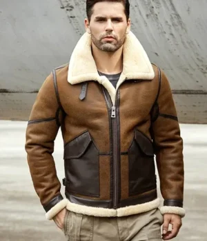  	Adam-B3 Brown Shearling Fur Leather Jacket