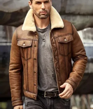  	Daniel Air Force Shearling Brown Leather Jacket