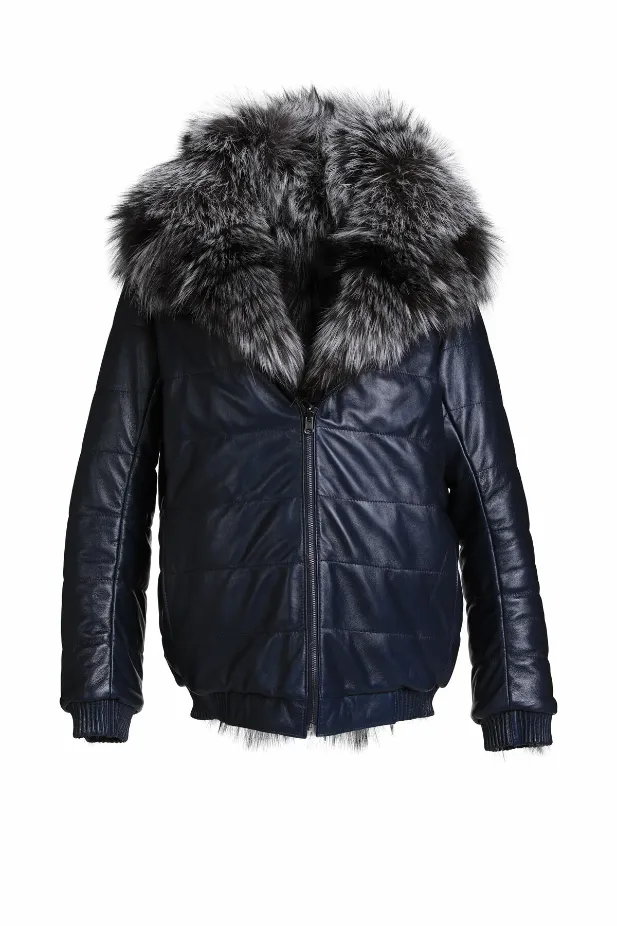 Mens Black Leather Bomber Hooded Parka Fur Jacket Mens Black Leather Bomber Hooded Parka Fur Jacket