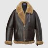  	Aquaman Arthur Curry Brown Shearling Fur Leather Jacket