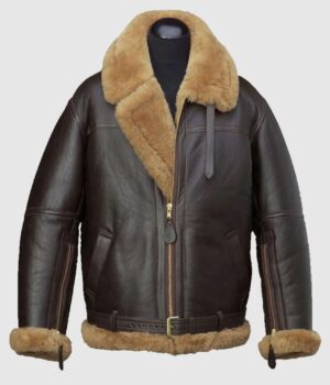  	Aquaman Arthur Curry Brown Shearling Fur Leather Jacket