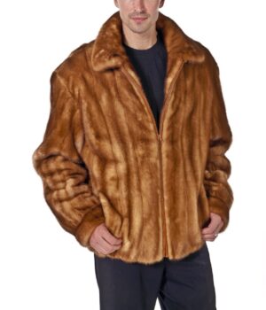  	Men’s Brown Real Mink Fur Winter Warm Jacket