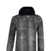  	Persian Karakul Lamb Mink Fur Collar Gray Jacket