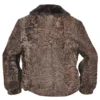  	Brown Persian Lamb B3 Bomber Mink Fur Collar Jacket