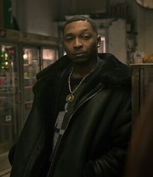  	Power Book III Lou Lou Black Leather Shearling Fur Jacket