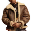  	Power Book III Raising Kanan Lou Lou Brown Shearling Jacket