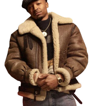  	Power Book III Raising Kanan Lou Lou Brown Shearling Jacket