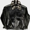  	Frank Sheepskin Black Jacket with Chinchilla Collar