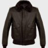  	Parker A2 Shearling Brown Bomber Leather Jacket