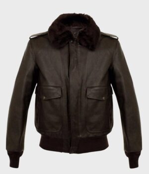  	Parker A2 Shearling Brown Bomber Leather Jacket