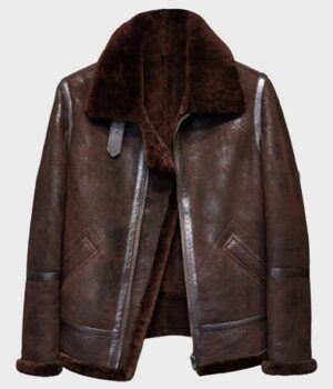  	Shawn SF Brown Shearling Leather Jacket