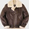  	Thomas SF Shearling Sheepskin Brown Leather Jacket