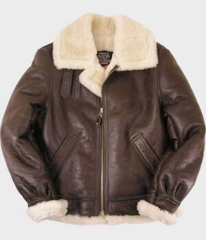  	Thomas SF Shearling Sheepskin Brown Leather Jacket
