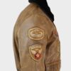  	Devin Aviator Tan Bomber Brown Jacket with Patches