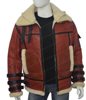  	Drew Aviator B6 Sheepskin Bomber Leather Jacket