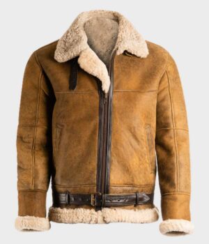  	Jay Brown Sheepskin SF Leather Jacket