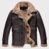  	Edwards Sheepskin Shearling Fur Dark Brown Jacket