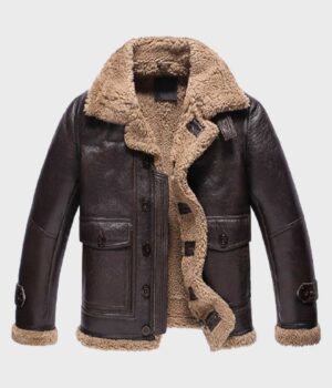  	Edwards Sheepskin Shearling Fur Dark Brown Jacket