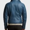  	Benji Shearling Fur Blue Sheepskin Leather Jacket