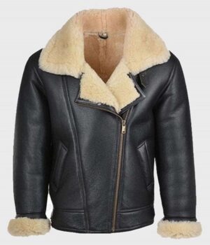  	Erik Shearling Black Sheepskin Leather Jacket