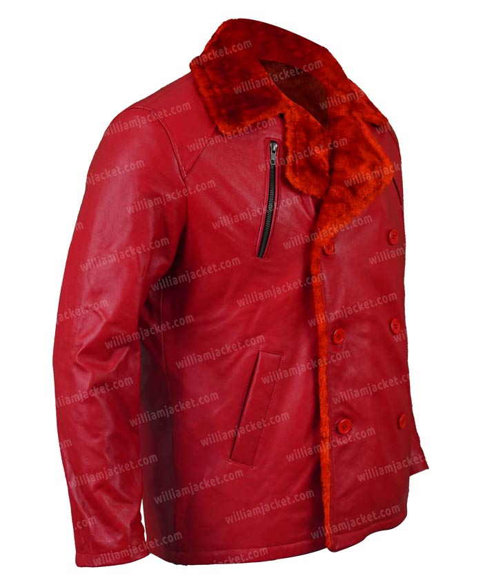 Barry Shearling Fur Red Leather Jacket Barry Shearling Fur Red Leather Jacket
